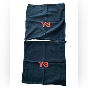 PAIR OF 2 Y-3 ADIDAS DUST BAG DRAWSTRING BLACK W/ ORANGE LOGO 15 X 15  NEW
